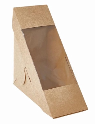 Упаковка для сэндвичей 125х125х40мм ECO Sandwich 40 С окном цвет Крафт DoECO (х50/600)